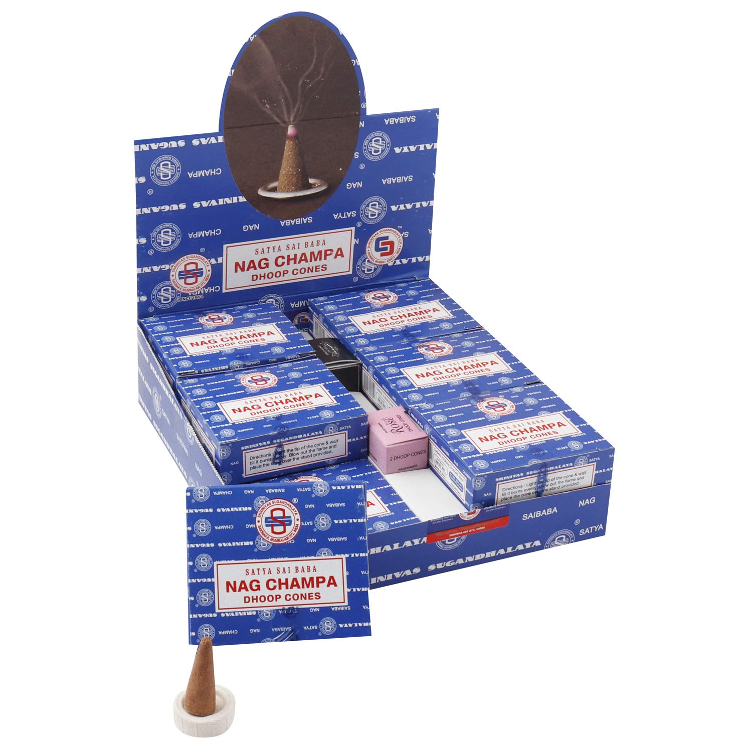 Satya 01431 Nag Champa Incense Dhoop Cones, 12 Packs x 12 Pieces