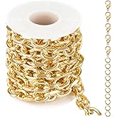 YOUBEIYEE 2 Yard Gold Plated Chain for Jewelry Making Strong Aluminum Cable Chain Rapper Necklace Choker DIY Jewelry Craft Decoration Chain Roll