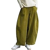CHARTOU Women Corduroy Barrel Pants Wide Leg Vintage Mid Rise Y2k Baggy Boyfriend Pants