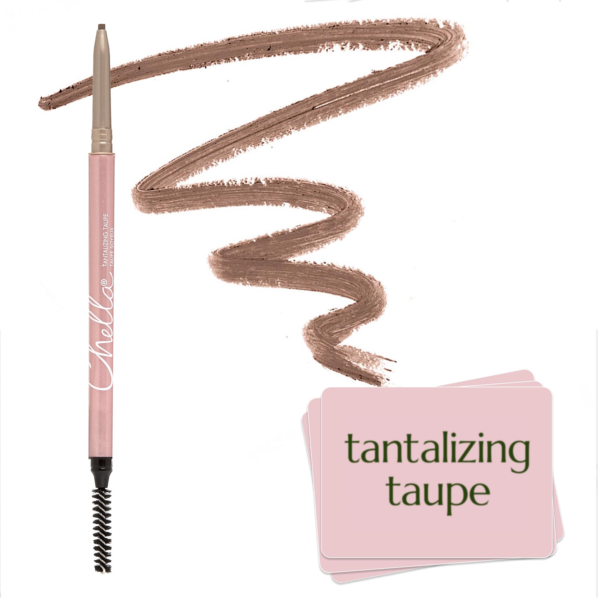 Chella Eyebrow Pencil, Tantalizing Taupe - Vegan, Gluten Free, Cruelty Free, Paraben Free, Long Wearing, Smooth Consistency