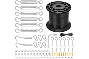 VOETIR 1/16" Wire Rope Kit, 164ft Wire String Light Hanging Rope Kit, 304 Stainless Steel String Light Hanging Kit, 7x7 Strand Core Aircraft Cable for Garden