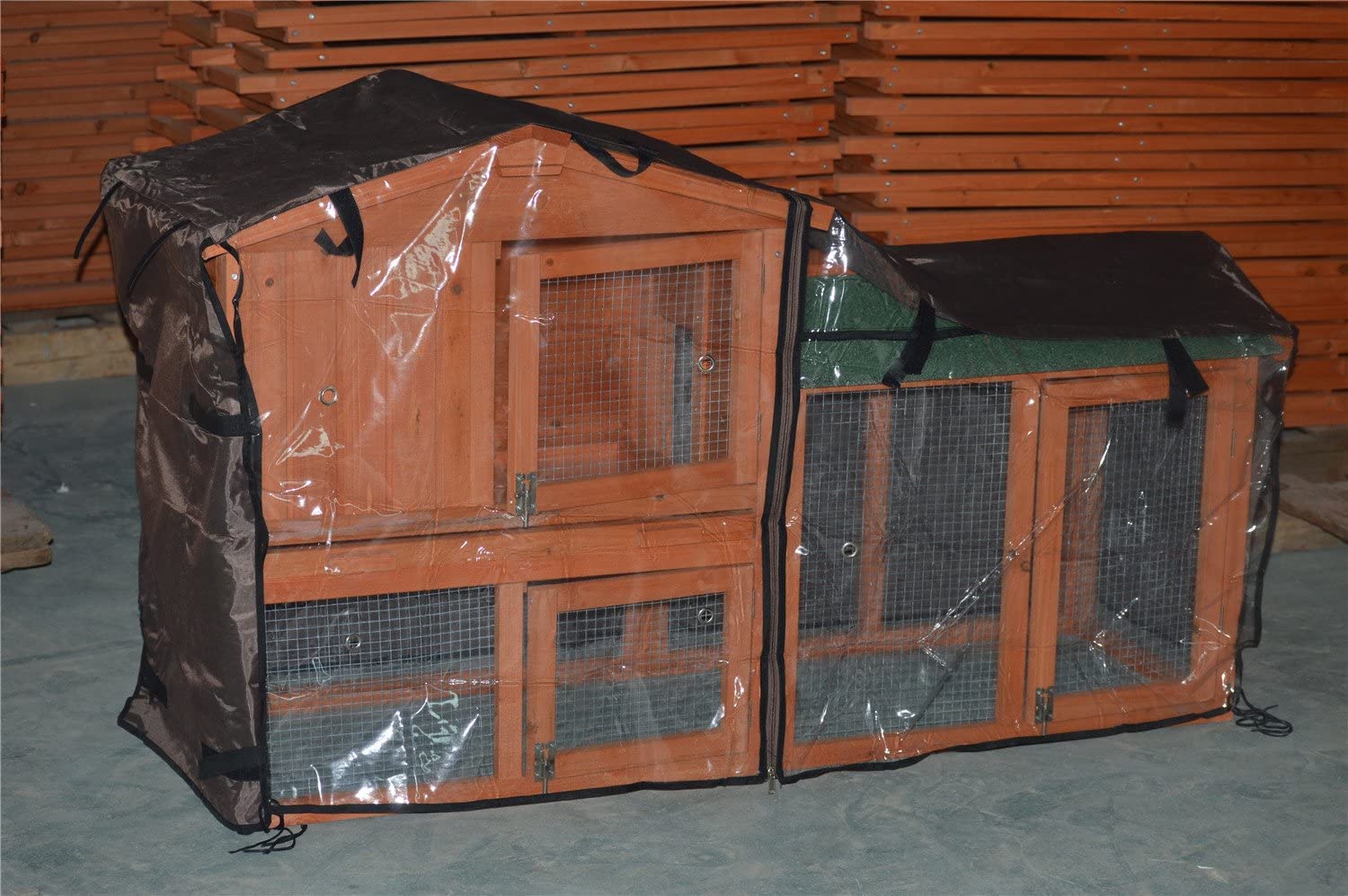 BUNNY BUSINESS Rabbit Hutch Covers over 20 Types Rabbit Hutches Rabbit Run Cover (GROVE-UNI),brown,‎147 x 53 x 84 cm — image 1