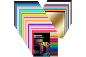 TECKWRAP 50 Pack 12" x 12" Permanent Adhesive Vinyl Sheets 48 Assorted Colors (Glossy & Matte) with 2 Transfer Tape for DIY Crafting, Decor Sticker Compatible with Cutting Machines