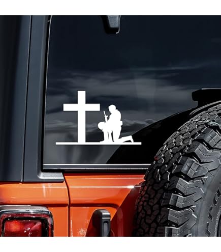 Jesus Cross Decal Sticker - White Vinyl For Car, Truck, Laptop (3" X 5.5")