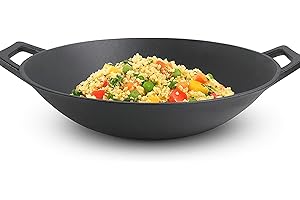 Cuisiland 14 Inch Pre-Seasoned Cast Iron Wok