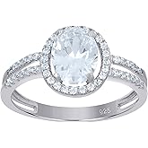 Jewels By Lux Sterling Silver Womens Oval Round Cubic-Zirconia Oval Head Fashion Bridal Anniversary Wedding Engagement Band Ring