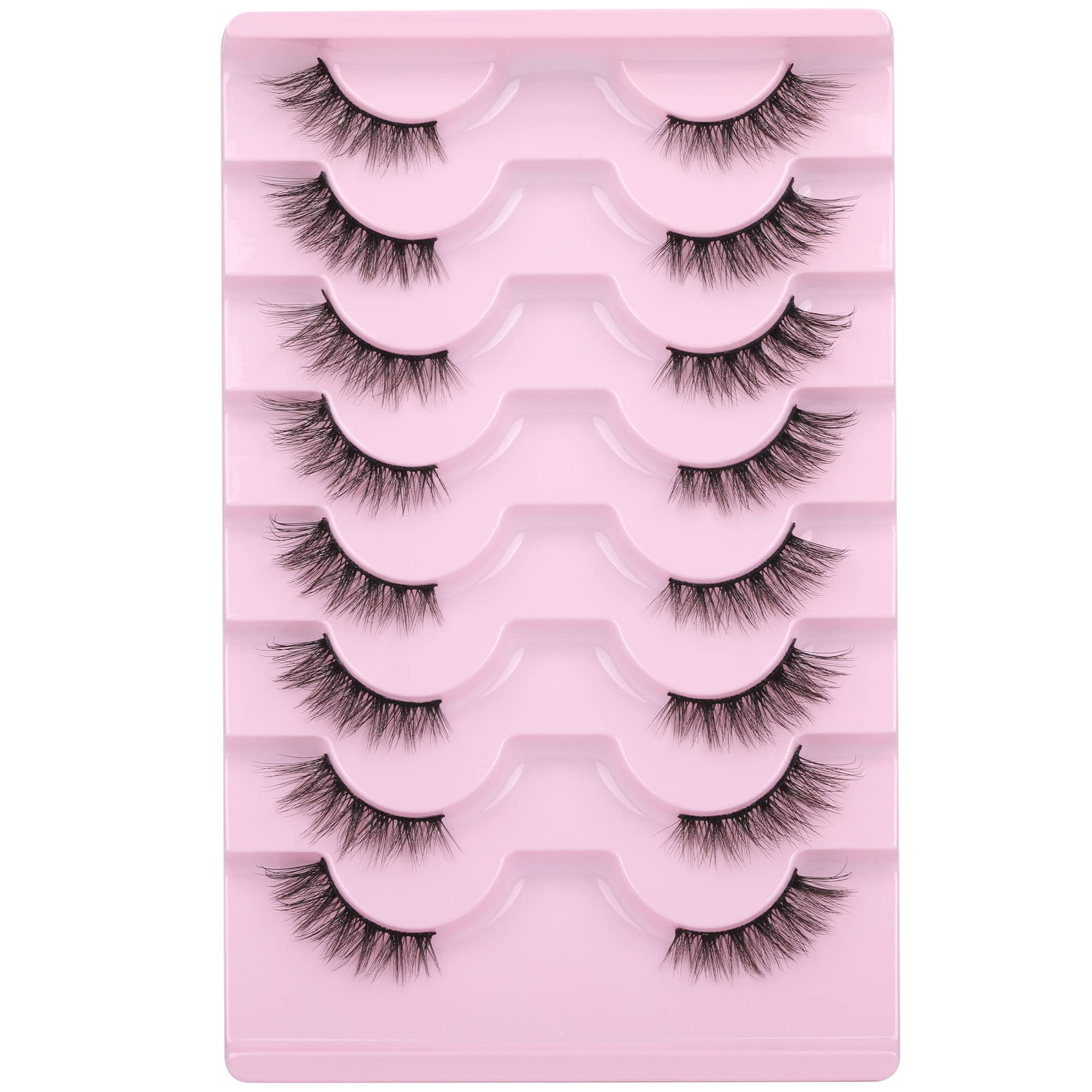 Half Lashes Natural Looking Cat Eye Lashes Accent Eyelashes Multi-layers Wispy Fluffy 3D Curly False Lashes Pack by Mavphnee — image 1