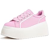 LUCKY STEP Women's Platform Fashion Sneakers Classic Wedge Canvas Casual Low Top Retro Walking Shoes