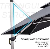 PURPLE LEAF 3x3M Grey Cantilever Parasol LED Solar Lights Crank Tilt Patio view 8