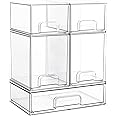 Vtopmart Stackable Storage Drawers Set of 5, 12" Wide and 4.4''&7.6'' High Clear Plastic Organizer Bins for Beauty Supplies,I