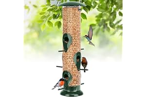 FEED GARDEN Metal Tube Bird Feeders for Outdoors Hanging, 6-Port Bird Feeder for Outside, Finch Feeders for Outside, Squirrel Proof Bird Feeders with Heavy Duty Metal Lid, Chew-Proof