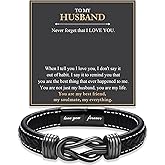 FIEEFX Love You Forever Leather Bracelet Gifts for Men Him Teen Boys, To My Brother Son Grandson Nephew Friend Dad Husband Christmas Birthday Valentines Fathers Day Graduation Back to School Gifts