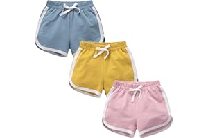 BYONEME 3 Pack Little Big Girls Running Athletic Cotton Shorts Toddler Kids Workout Dance Dolphin Short