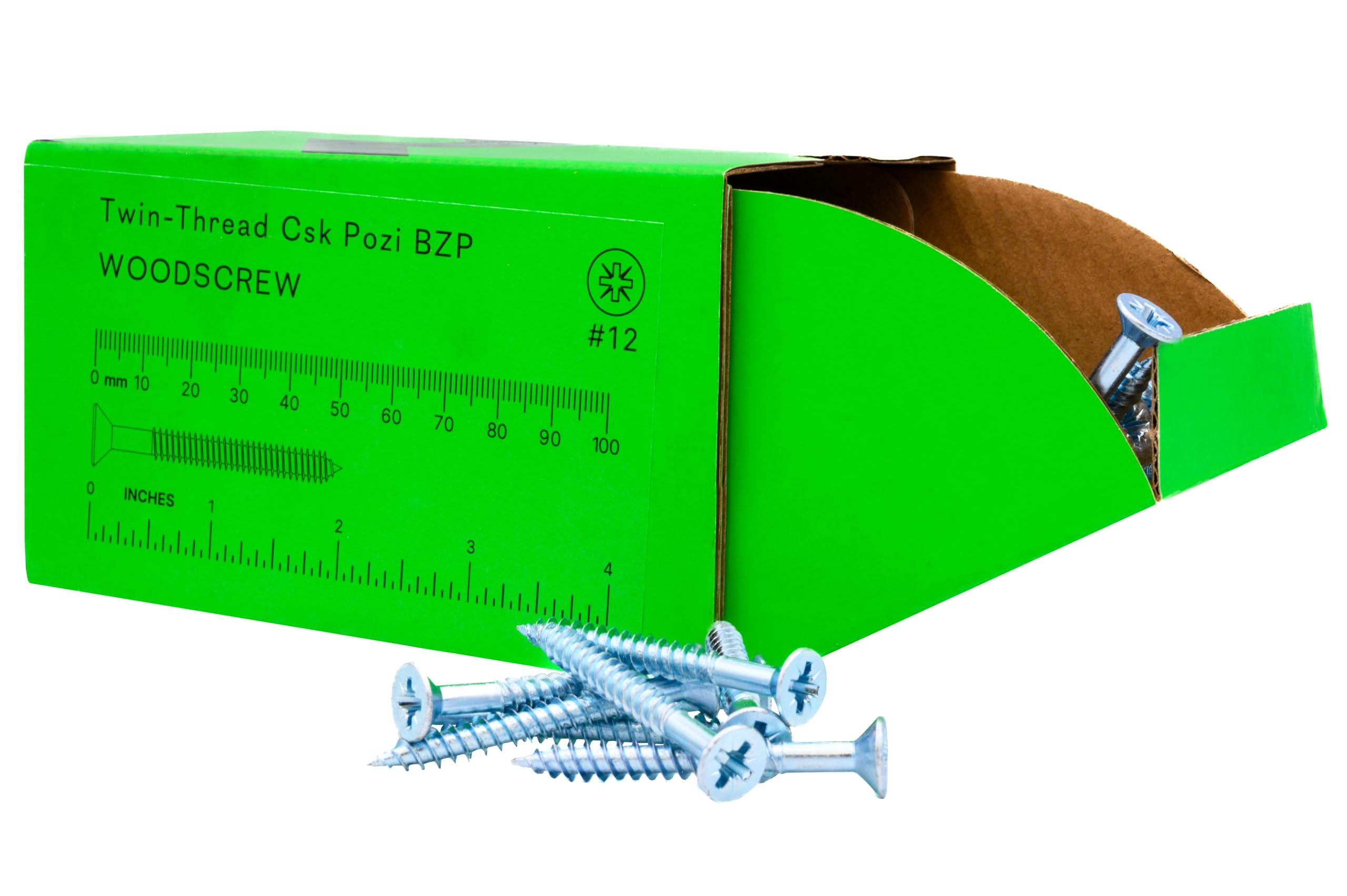 Rikä TWSR040 Woodscrew Twin-Thread CSK BZP 12 x 2in 200pk