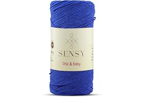 S SENSY Sensy Premium Chic & Easy 1.5mm 218 Yards 50% Cotton 50% Polyester Rope Crochet Bag Cord Crochet Thread (Sax Blue)