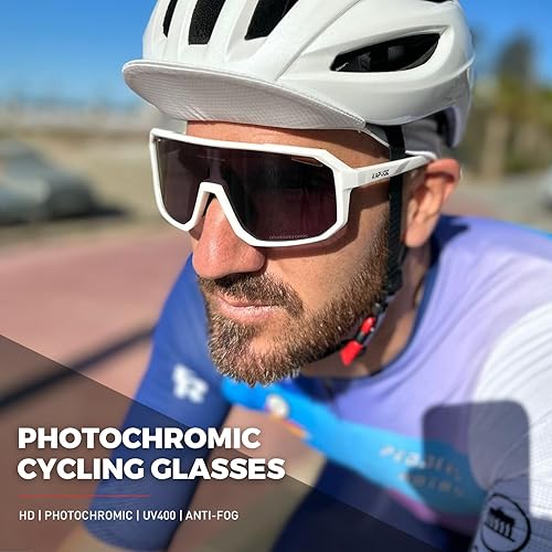 KAPVOE Photochromic Cycling Glasses for Men Women Mountain Bike Sunglasses  Anti-fog Sunglasses for Outdoor K62