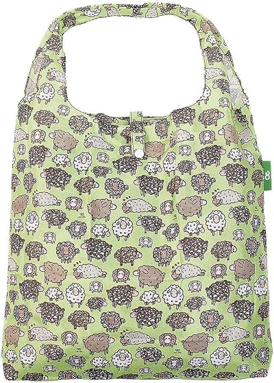 ECO CHIC Lightweight Foldable Reusable Shopping Bag Sheep Green 12L 15kg