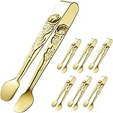 HINMAY Mini Serving Tongs 5-Inch Small Rose Sugar Cube Appetizer Tongs, Set of 6 (Gold)