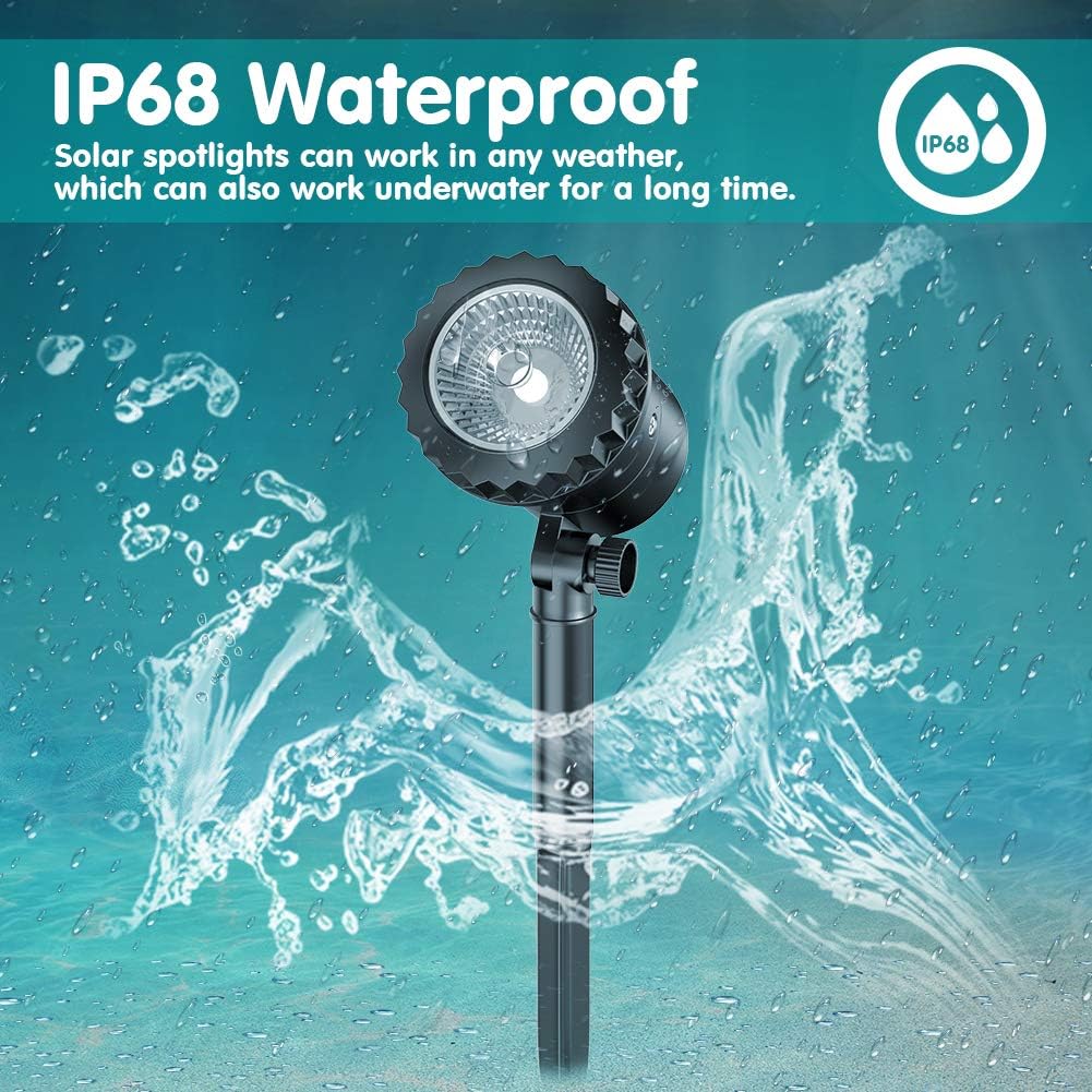 Solar Spotlights Landscape Lights with 3 Lamps, IP68 Waterproof Solar