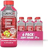 SueroX Sugar Free Sports Drink for Hydration and Recovery, Electrolyte Hydration Drink with 8 Ions, Zero Calorie Sports Drinks, Strawberry-Kiwi Punch, 21.3 Fl Oz, 6 Count