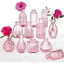 置物 pink bud Pink Vase, Bud Vases Set of 12, Small Pink Glass Vases for