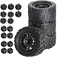 Chanjorlin 1/10 RC Truck Tires And Wheels 12mm 14mm Hex Off Road Tyres For 1:10 Monster Short Course Truck Car Traxxas Slash 4X4 Arrma Big Rock Granite Vortek Axial Losi Redcat Rc4wd 3S 4PCS (B Tires)
