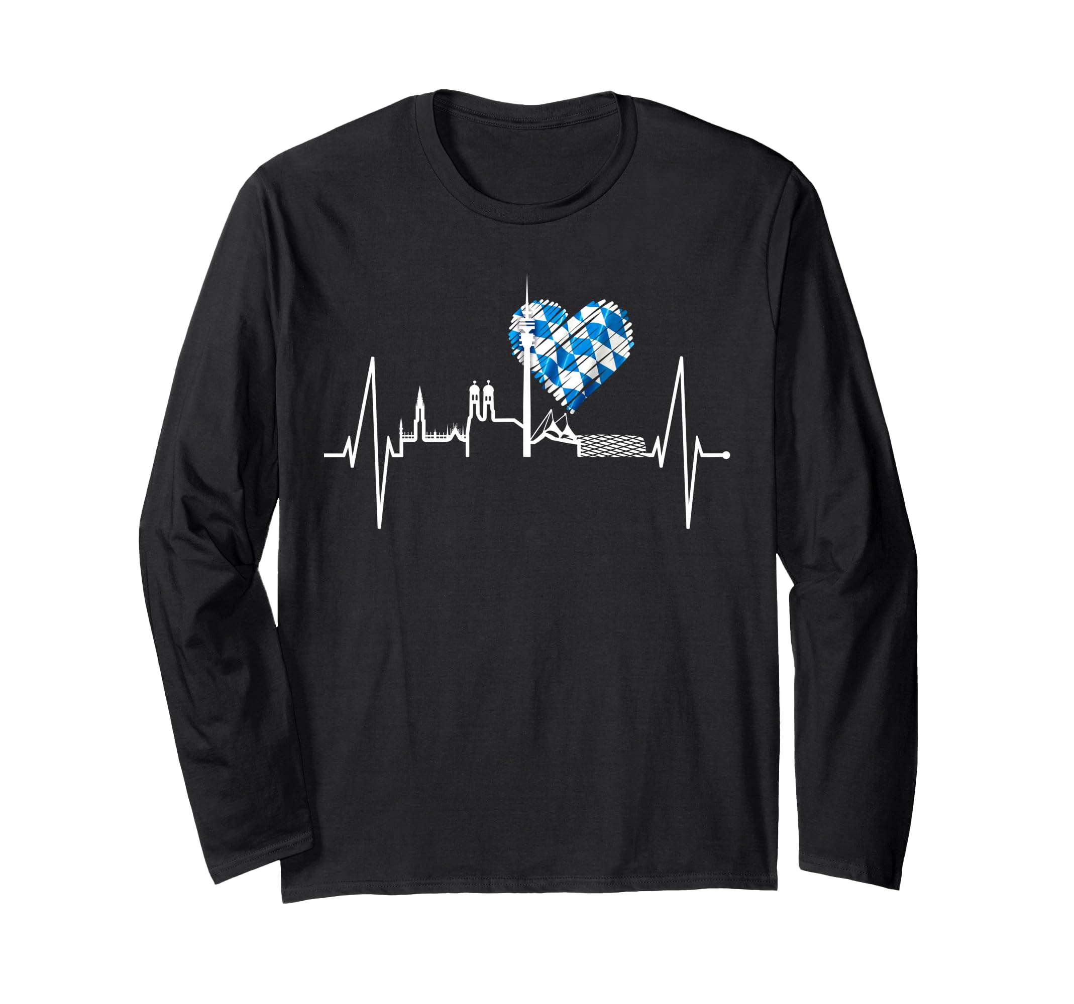 Munich Skyline Heartbeat Germany I Love München Long Sleeve T-Shirt