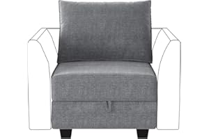HONBAY Modern Fabric Middle Module for Modular Sofa Customizable Sectional Sofa Couch Accent Armless Chair, Grey