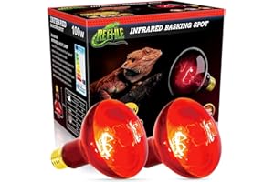MISDOOD Reptile Heat Lamp Bulb 100W 2PCS, Infrared Heat Emitter Red Heat Lamp for Reptile Amphibian, Infrared Basking Spot Light Bulb