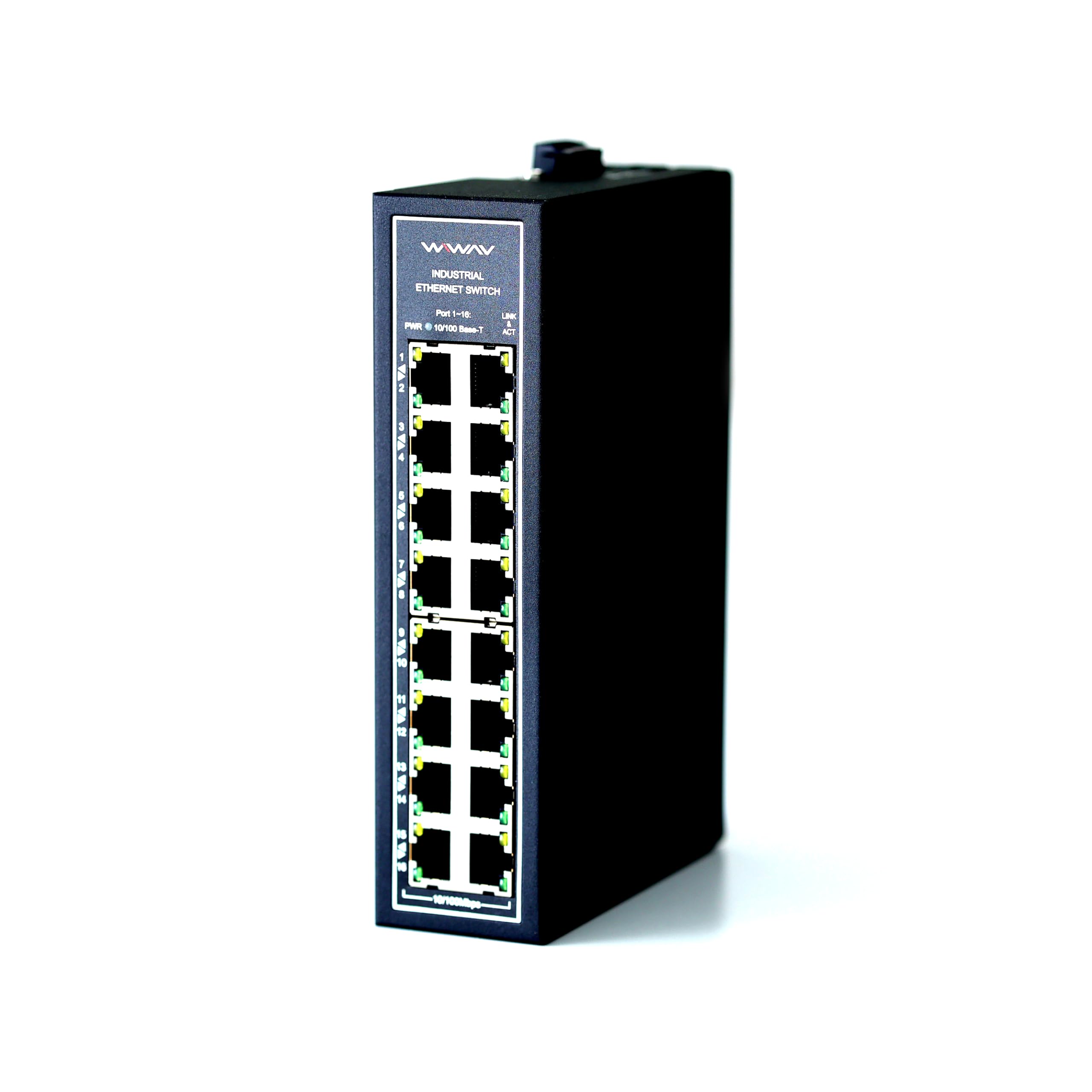 WIWAV WDH-16ET-DC 10/100Mbps Unmanaged 16-Port Industrial Ethernet Switches with DIN Rail/Wall-Mount(Fanless,-30℃~75℃)