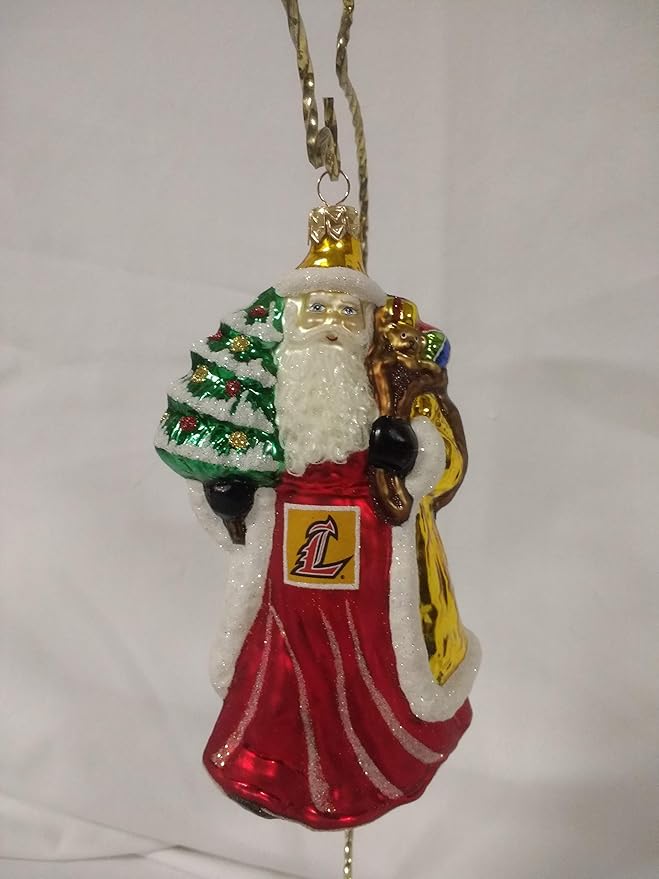 Slavic Treasures Louisville Cardinals Blown Glass Santa