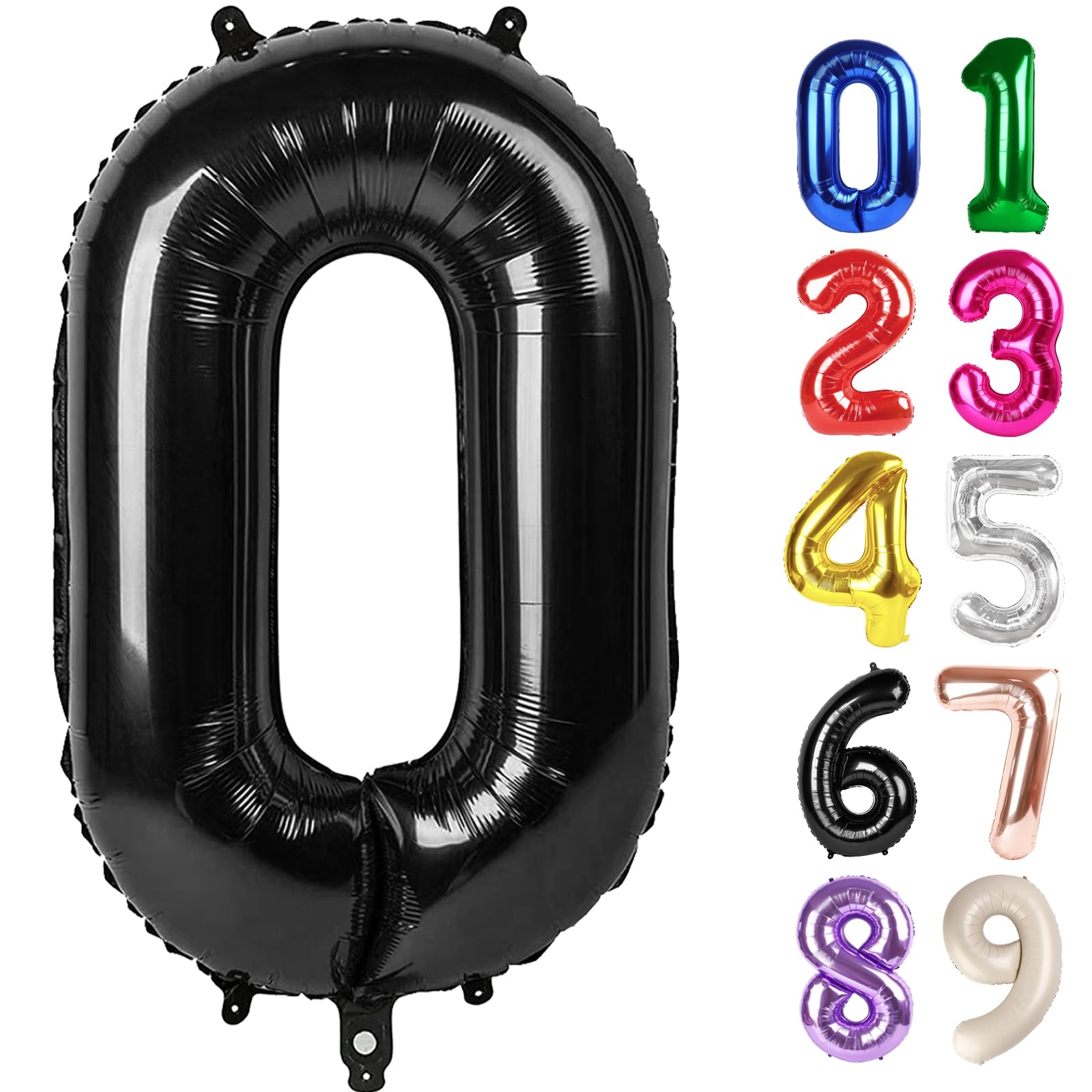 Photo 1 of 0 Balloon - Black Birthday Number Balloons, 40 Inch Large Foil Balloons for Men Women Boys Girs Black Themed Birthday Decorations