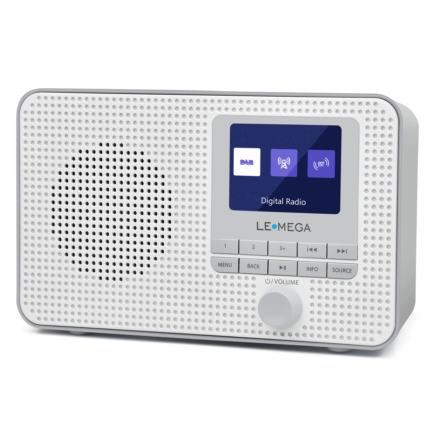 LEMEGA DR3 DAB Radio with Bluetooth,Mains and Battery Powered Portable Kitchen DAB+/FM Radios,40 Preset Stations,Dual Alarm Clock,TFT Colour Display - Grey