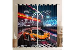 Feelyou Race Car Window Curtains Bedroom Living Room Boys Extreme Sports Curtains Kids Room Decor Boys Cool Car Window Drapes Sports Kids Bedroom Decor Treatments 42W X 63L，2 Panels