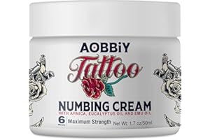 AOBBIY Tattoo Numbing Cream: Numbing Cream for Tattoos Extra Strength - Painless Tattoo Numbing Cream - Tattoo Numbing Cream Maximum Strength - 6 Hours Numbing Cream, 1.7oz / 50ml