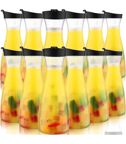 Clear Plastic Carafes With Lid - 34 Oz, Set Of 10, BPA Free, Smoke Color, For Beverages - View #14