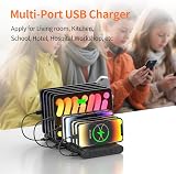 Alxum 60W 10 Port USB Charging Station Fast Charger for Phone Tablet Deep Black view 6