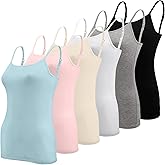 BQTQ 6 Pcs Women's Camisole Tops Undershirts Adjustable Spaghetti Strap Tank Top