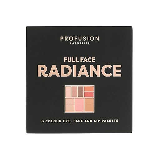 Profusion Cosmetics Full Face Palette Radiance, 8 Shade Eye, Face and Lip Palette for Natural and Bold Makeup Looks, Ultimate Makeup Essential for Medium to Deep Complexions, Radiance