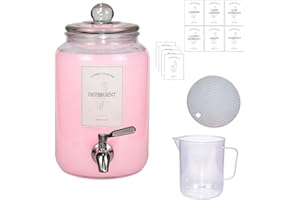 CHILDLIKE Large Liquid Laundry Detergent Dispenser with Spigots and Measuring Cups,108oz Leak-Proof Glass Fabric Softener,Reusable Glass Detergent Dispenser for Laundry Room Organizer and Storage(1)