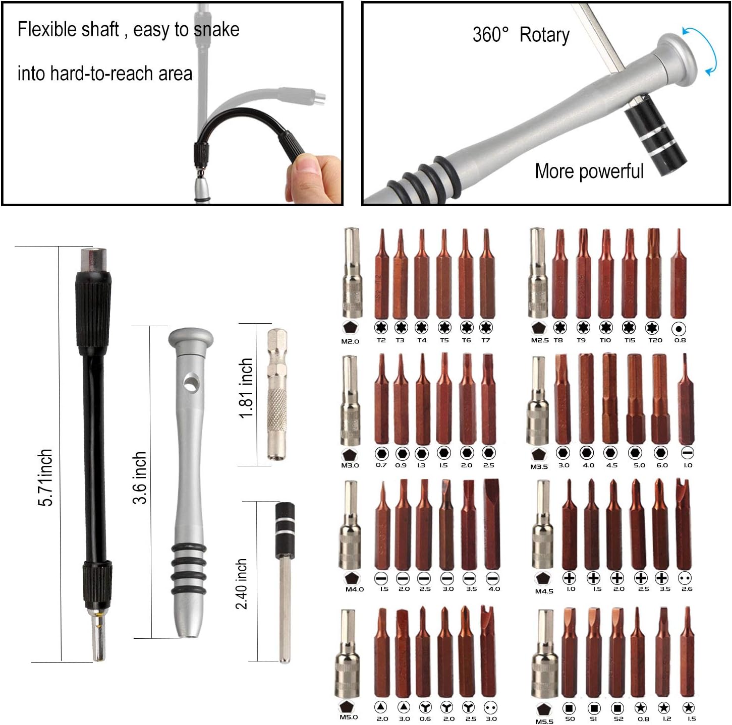 Kaisi 70 in 1 Precision Screwdriver Set Professional Electronics Repair Tool Kit with 56 Bits Magnetic Driver Kit, Anti Static Wrist Band, Spudgers for Tablet, Macbook, PC, iPhone, Xbox, Game Console: Electronics