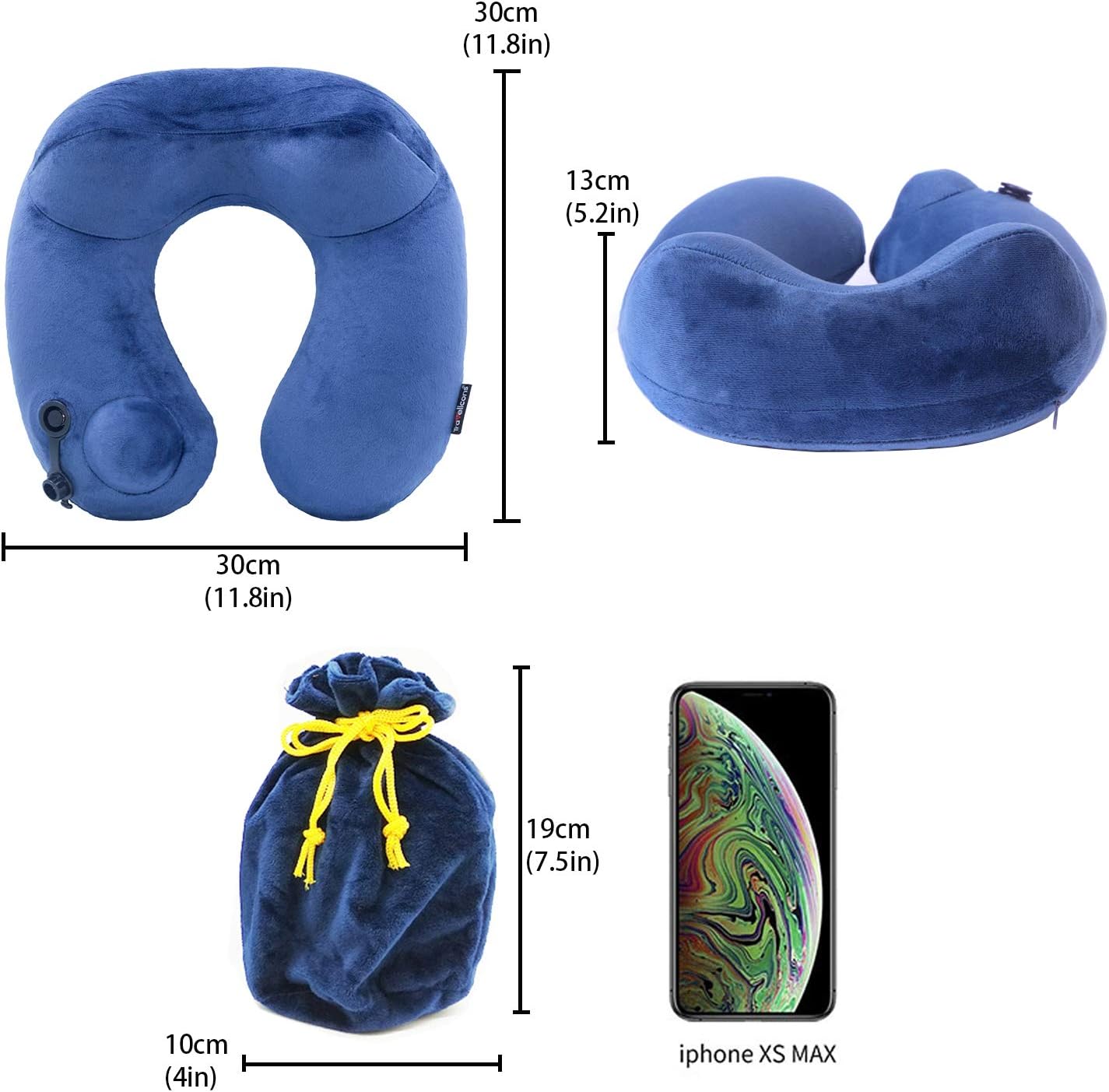 AUNEWSING Inflatable U-Shaped Travel Pillow for Airplane Folding Portable Neck Pillow for Office＆Home,with Eye Mask,Earplugs,and Storage Bag: Home & Kitchen