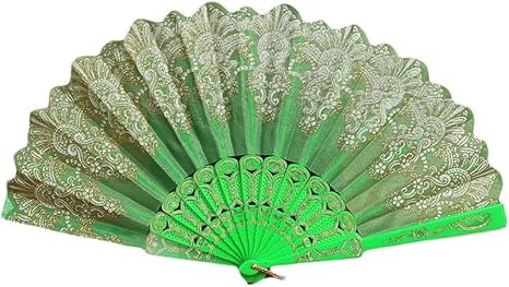 Amazon Qiaoshiren レース扇子 バレエ扇子 花火大会 祭り 踊り用扇子 デザイン2 グリーン Qiaoshiren 生活雑貨 通販