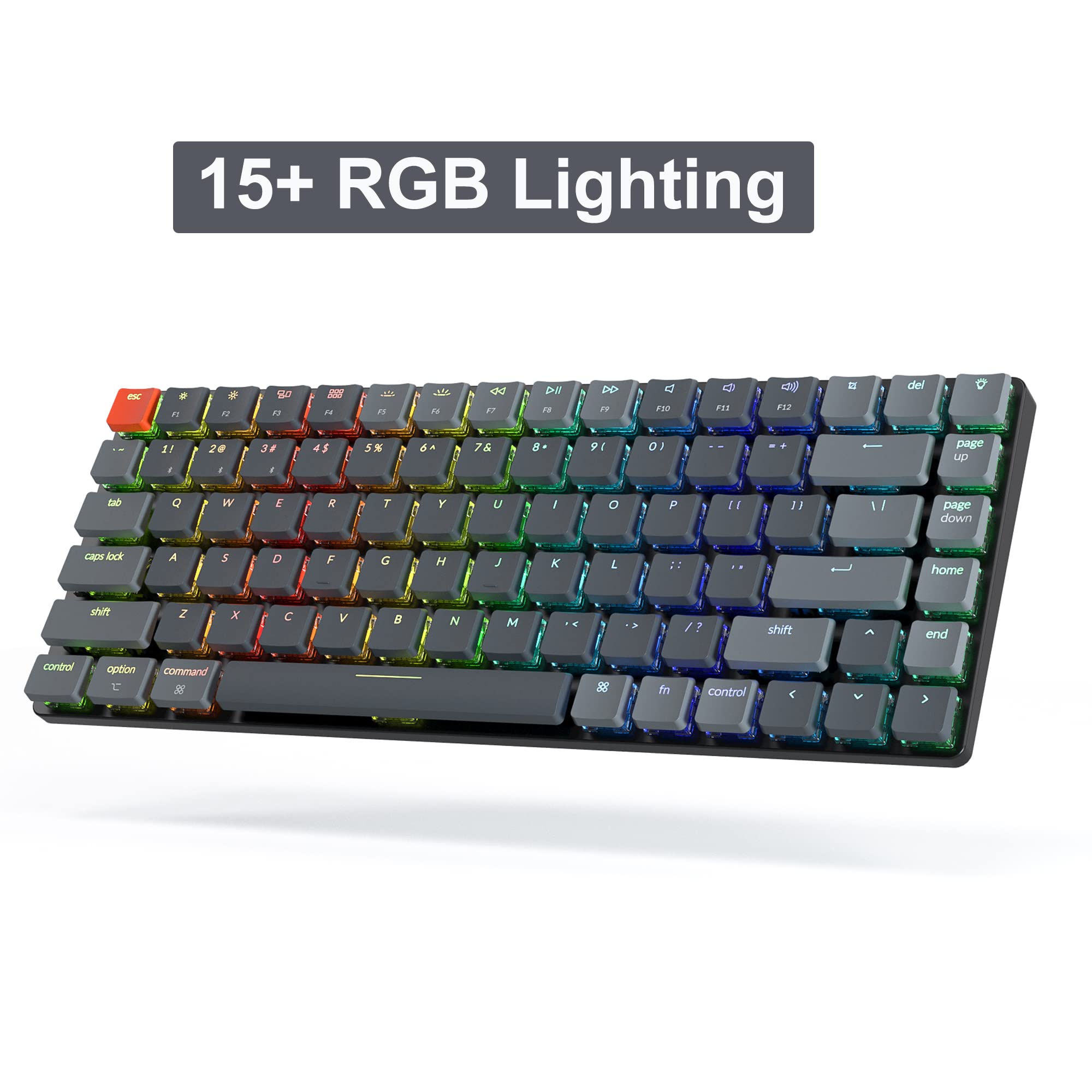 Keychron K3 Ultra-Slim 75% Layout Wireless Wired Mechanical Keyboard, Compact 84 Keys Bluetooth RGB LED Backlit for Mac Windows, Low Profile Gateron Brown Switch, Version 2