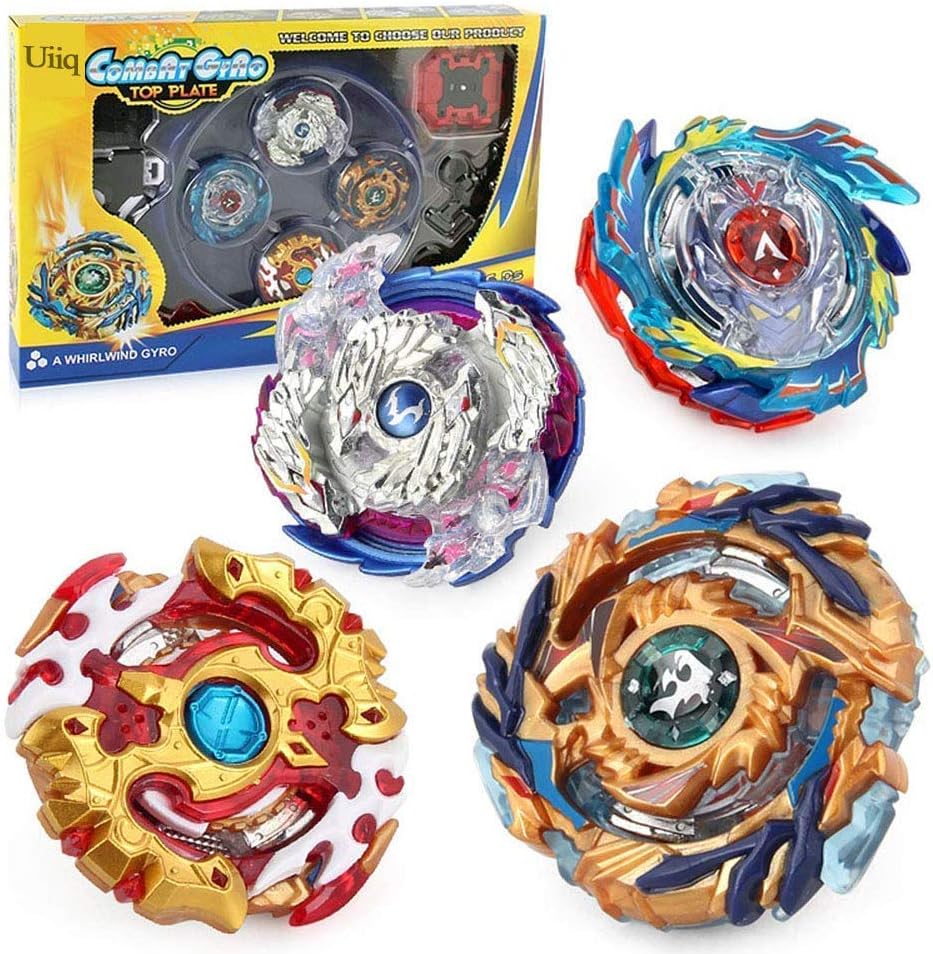 Uiiq Toys Burst Gyro Set 4 in 1 Spinning Top Metal Fusion Gyros Toy with 4D Launcher Stater Grip and Stadium Kit Top Flight Set