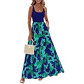 KIRUNDO Women Summer Sleeveless Boho Floral Maxi Dress 2026 Scoop Neck Tank A Line Flowy Beach Vacation Resort Wear Sundress