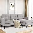 GlasFlength Small L Shape Couch, Modular Sectional Couches for Living Room Convertible Sleeper Sofa Bed Couch Set with Reversible Chaise, Lounge Sofa Modern Sofa Couch for Apartment Small Space (Grey)