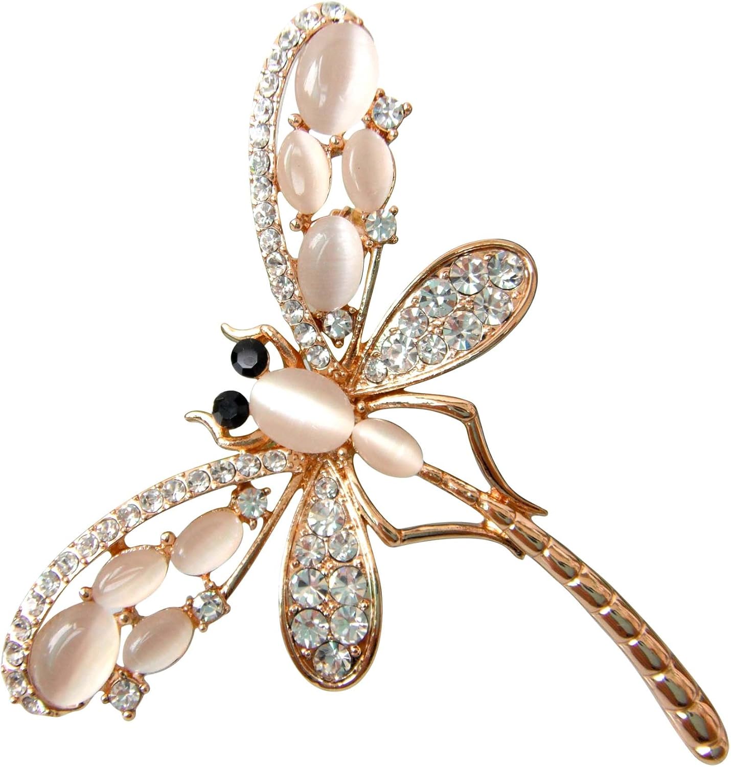 Navachi 18k Gold Plated White Opal Crystal Dragonfly Az7906b Brooch pins