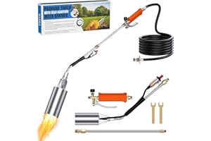 SEVENMEET Propane Torch Weed Burner, 1,800,000 BTU Weed Torch for Outside, Weed Burner Torch with 11.5FT Hose, Self Igniter and Turbo Trigger, Flamethrower for Weeding, Roof Asphalt, Melting Snow, Road Marking