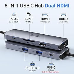 USB C Docking Station Dual HDMI Monitor, USB C to